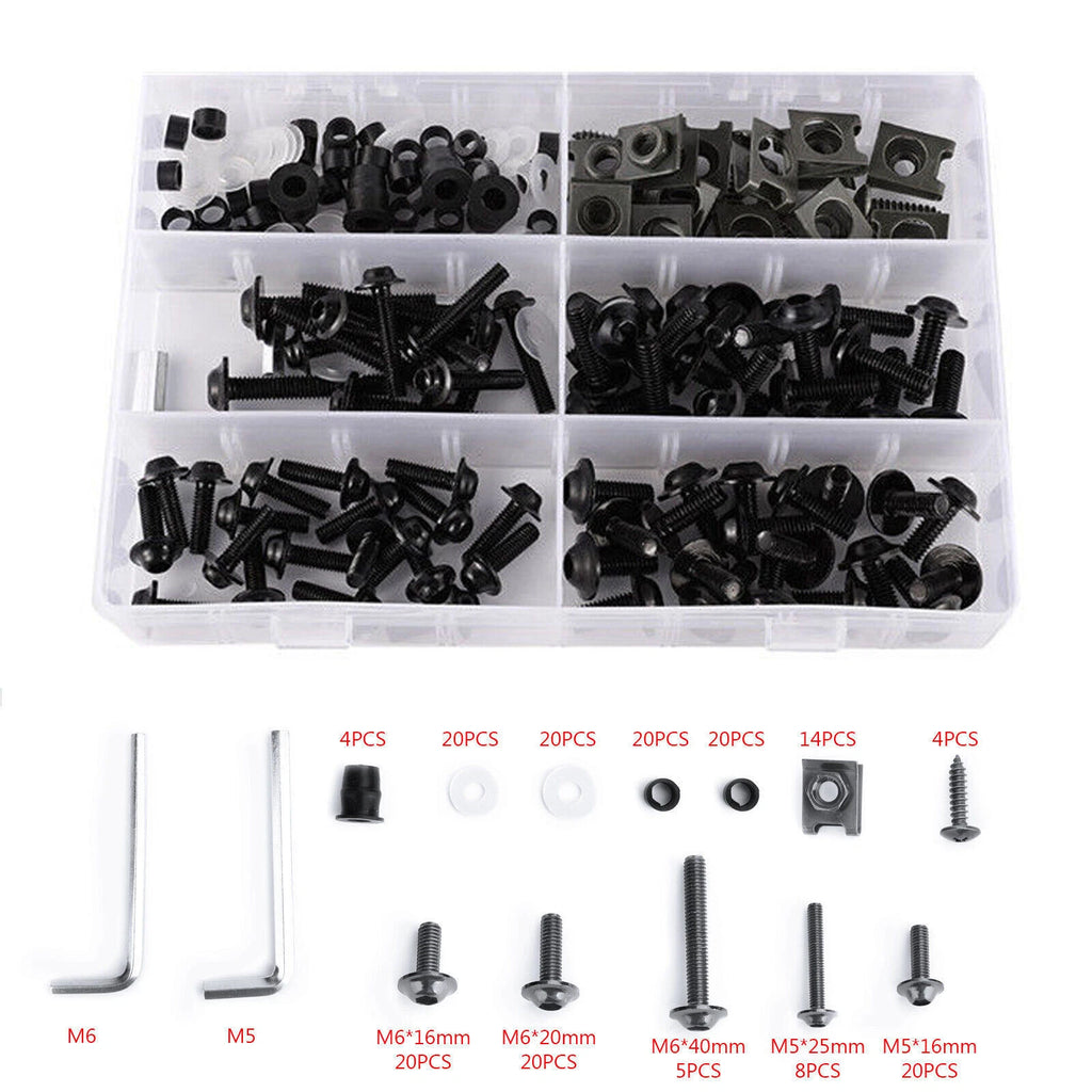 177PCS Fairing Bolts Kit M5/M6 for Sportbikes (Universal)