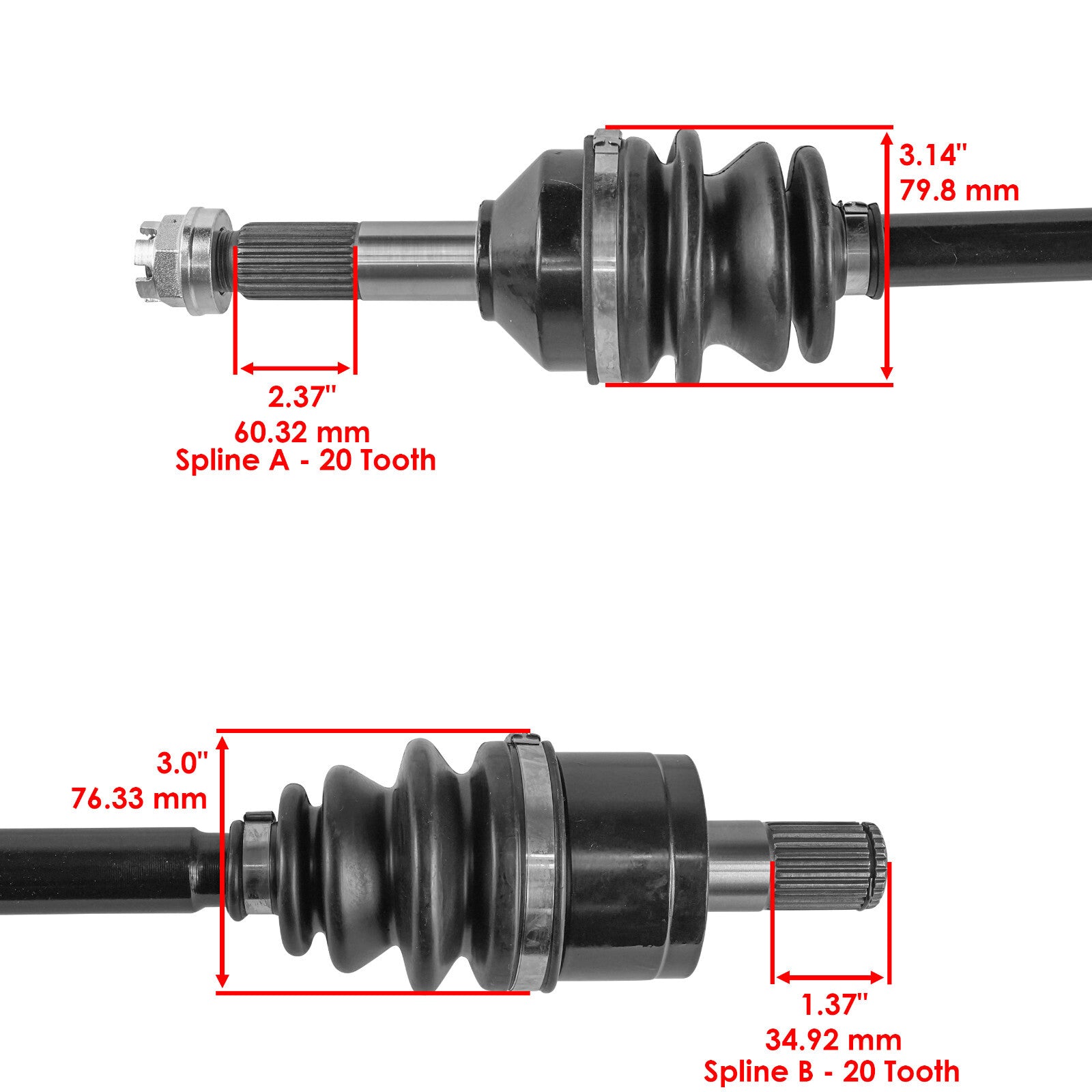 Rear Left Right CV Joint Axle Replacement for Kawasaki Brute Force 650 (2006–2013)