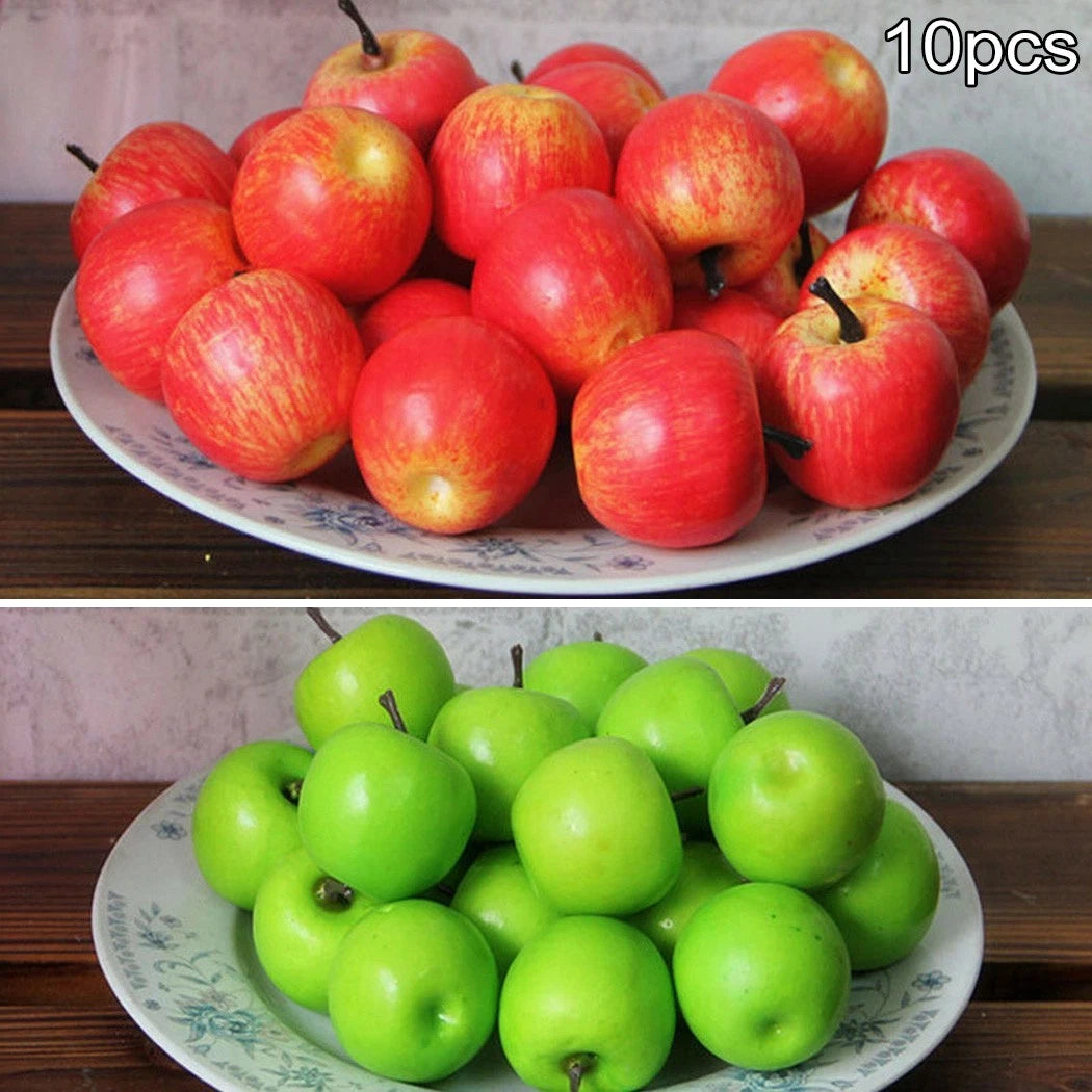 Pack of 10 Artificial Realistic Red Apples Fake Fruit Decor