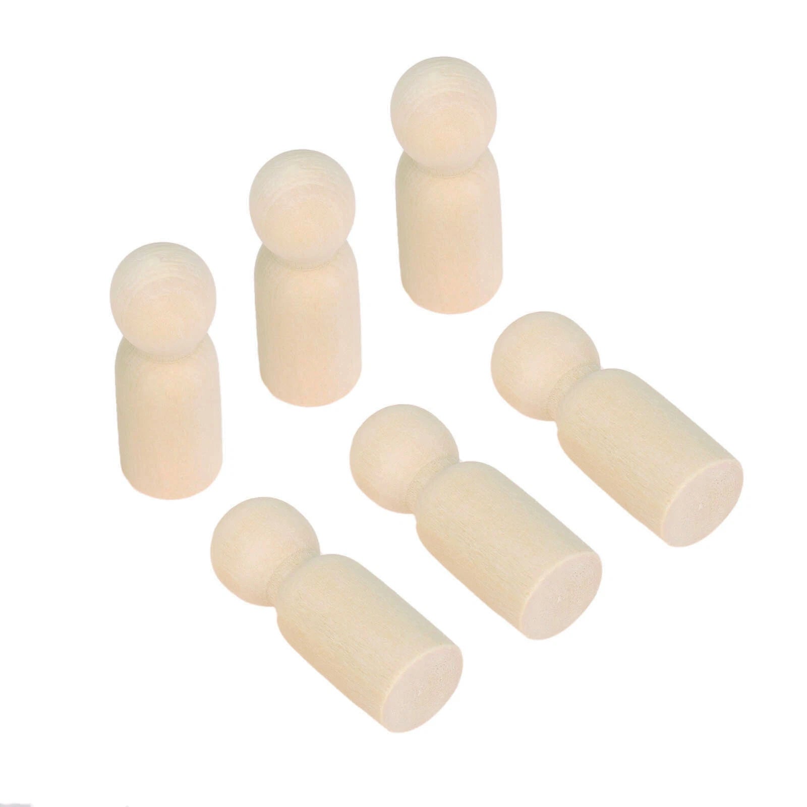 50Pcs Wooden Unpainted Peg Dolls DIY Craft Toy for Kids
