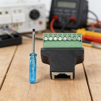 8 Pin RJ45 Green Screw Adapter with Screwdriver for Easy Installation
