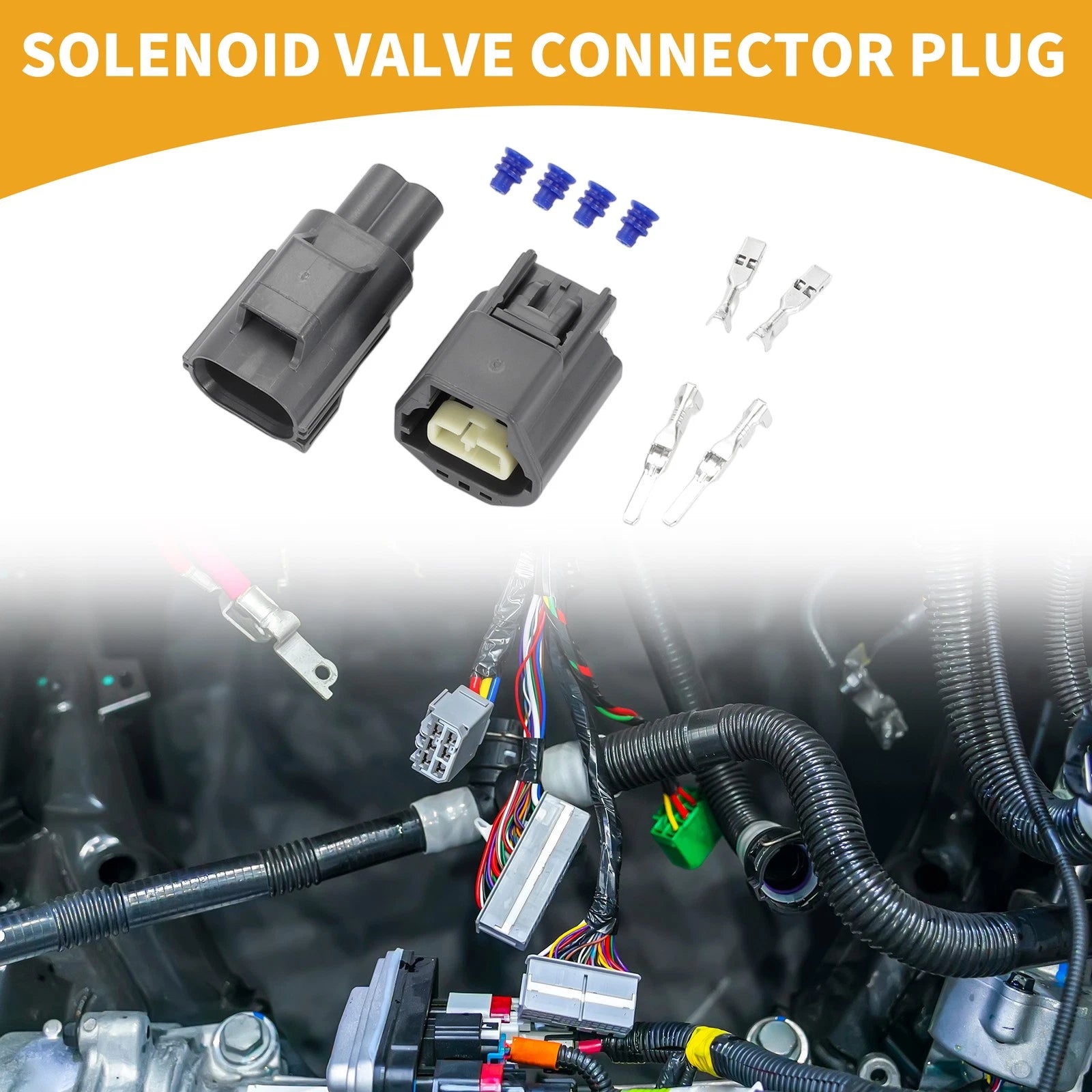 2 Pin Solenoid Valve Connector Plug for Toyota (1 Set) (Gray)