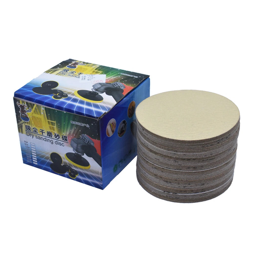 100 Pack 6" Hook Loop Sanding Discs 120 Grit NO-Hole