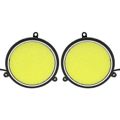 Pair Round Shape COB White LED Light Car Daytime Running Driving Light DRL Lamp