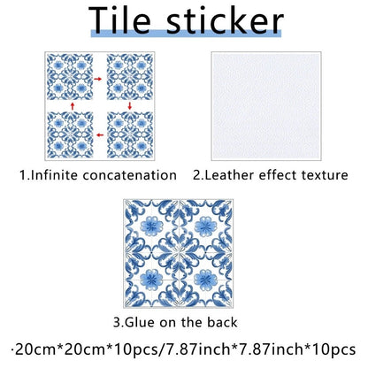 12Pcs Matte Floral Wall Tile Stickers for Wall Use