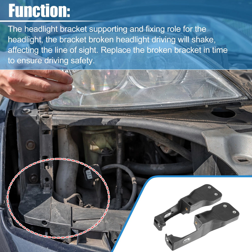 1 Pair Headlight Support Mount Bracket for Mercedes Benz W204 (2007–2014)