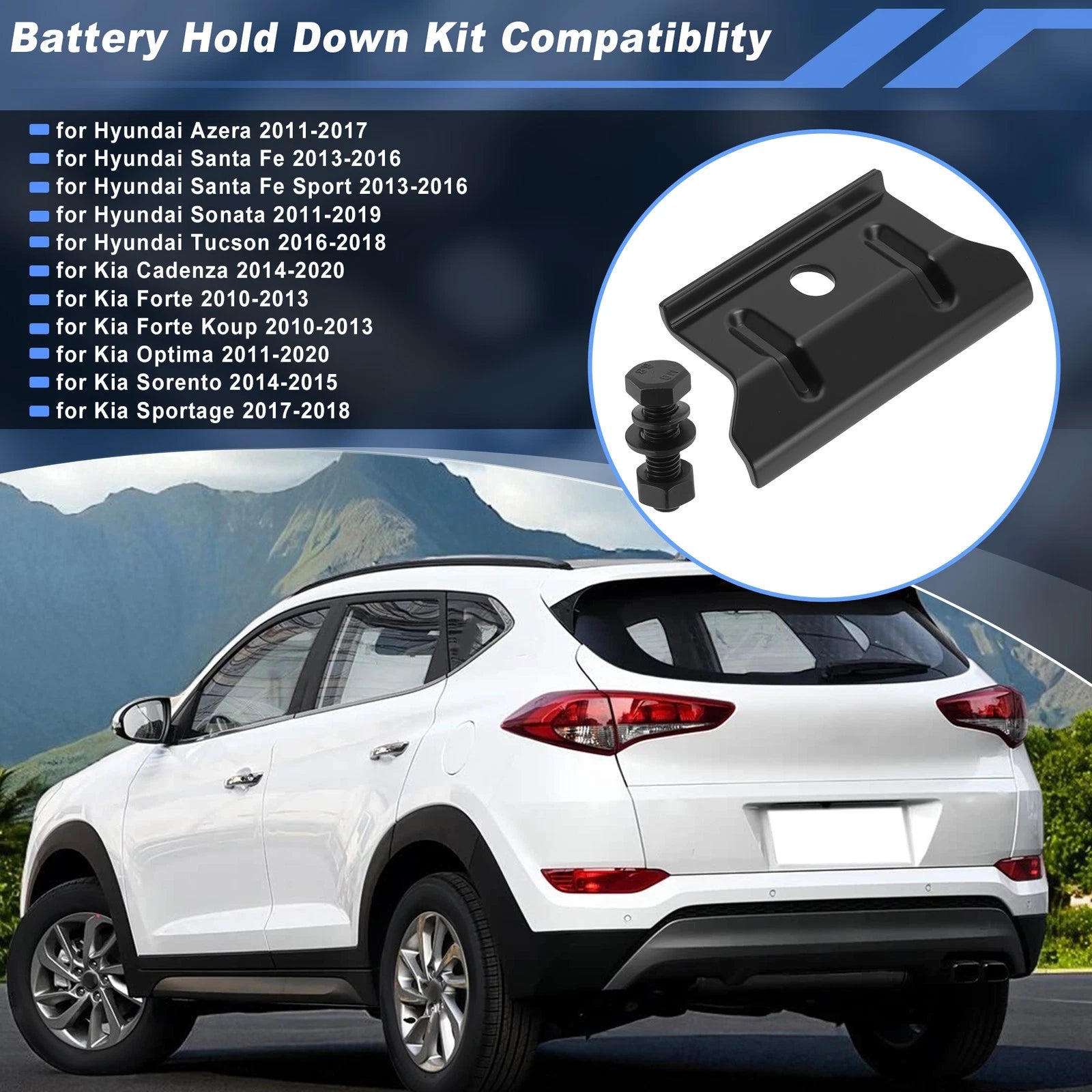 Battery Hold Down Tie Bracket Clamp for Hyundai Sonata Kia Optima Sorento