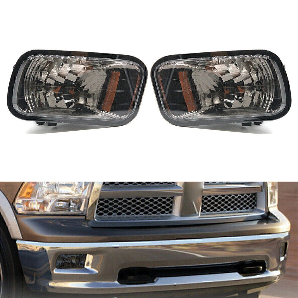 2X Black Front Fog Light Lamps for Dodge Ram 1500 2500 3500 (2009–2012)