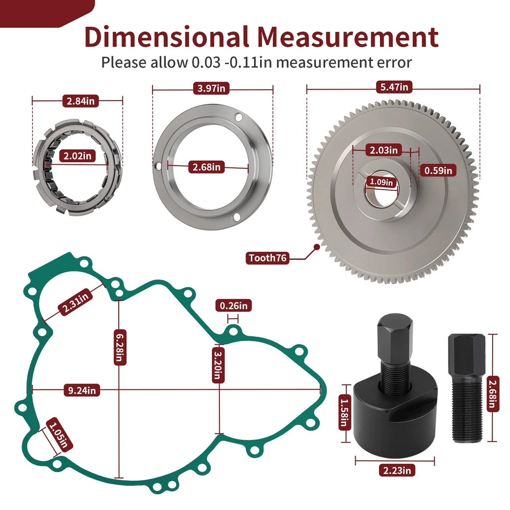 Flywheel Puller Starter Clutch One Way Bearing Kit for Polaris RZR Trail S 900 (2018–2023)