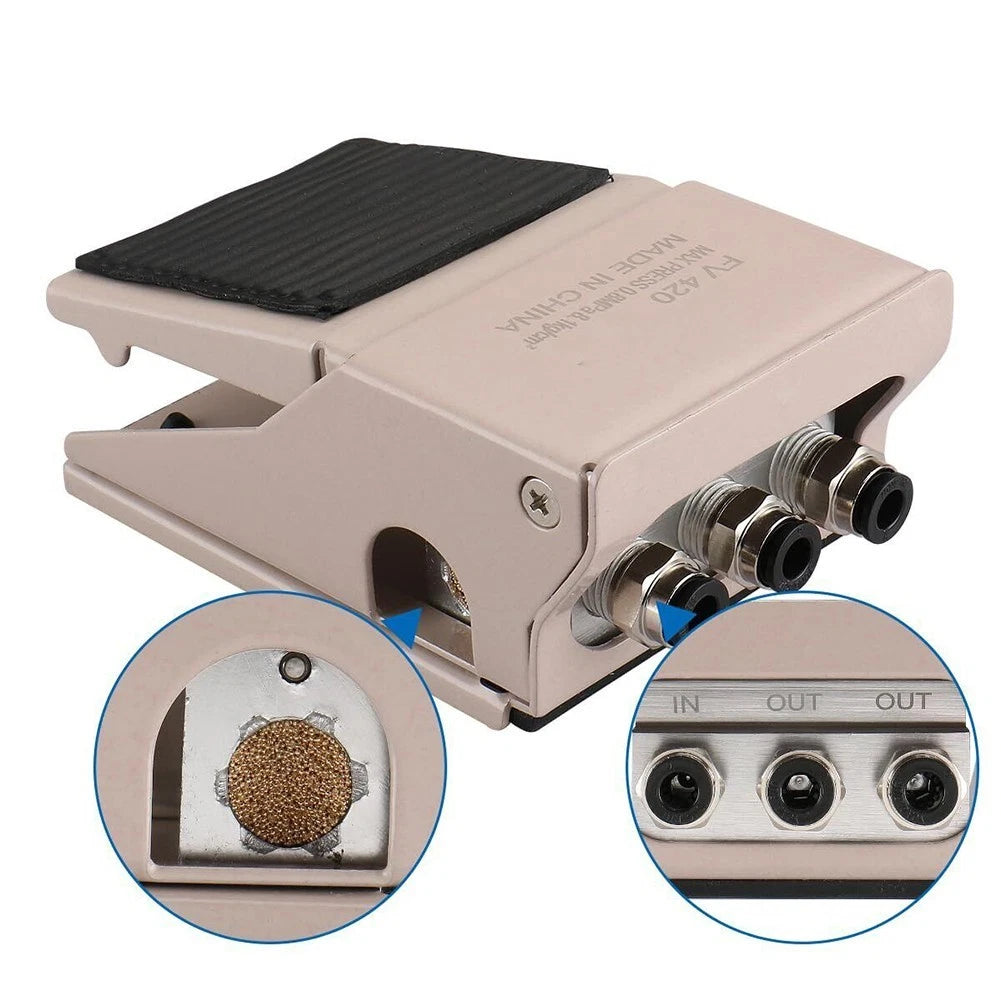 4 Way Foot Valve for Pneumatic Systems with PT 1/4 Inch Threaded