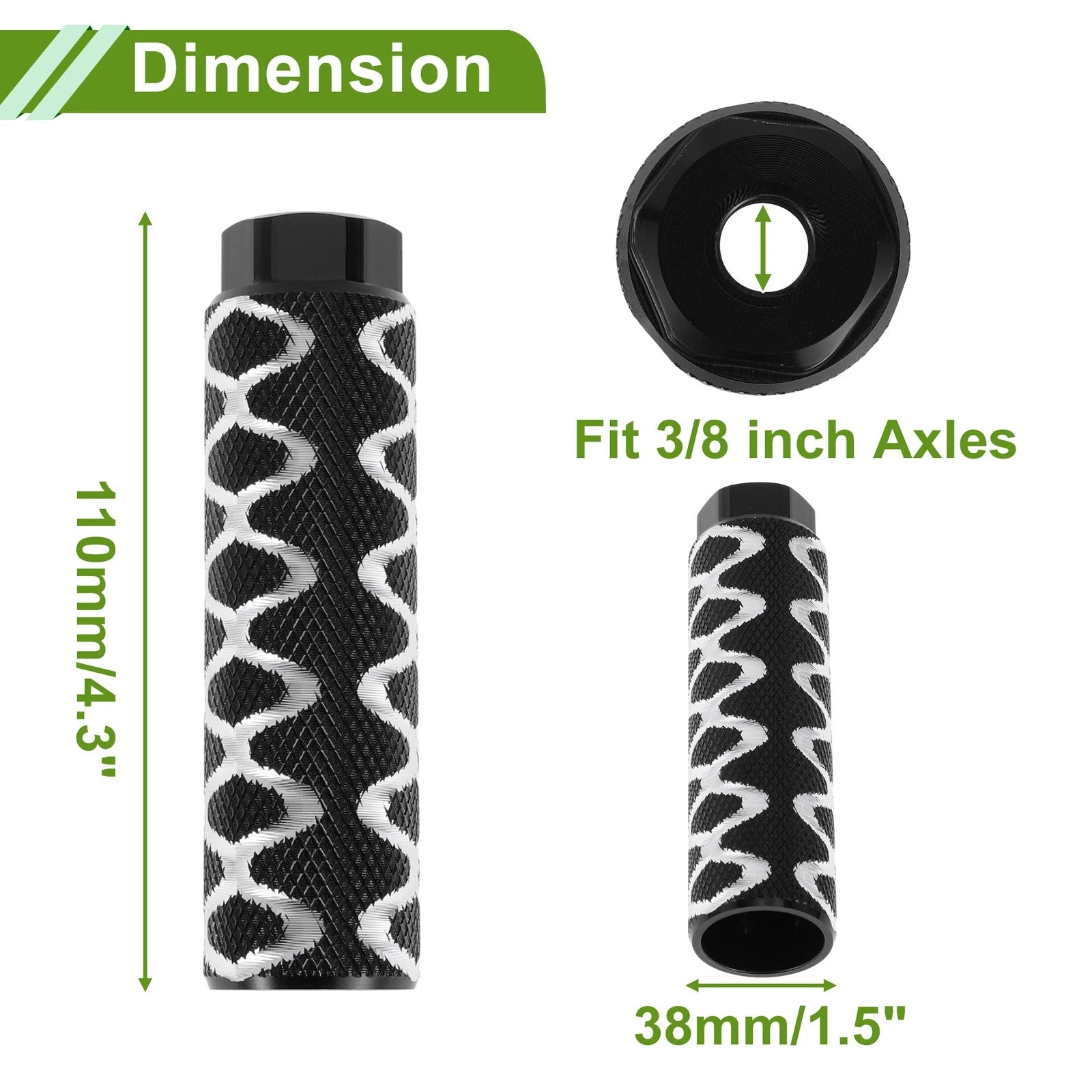 4 Pcs Bike Pegs 100mm Circle Texture Replacement for Bicycle Cycling (Black)