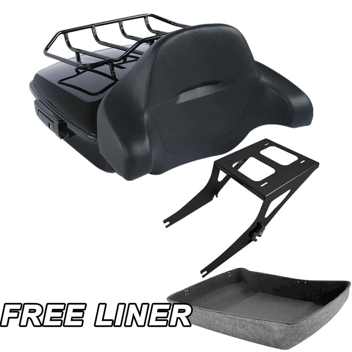 Chopped Trunk Mount Rack Backrest Pad for Harley Fat Boy FLSTF (2008–2016)