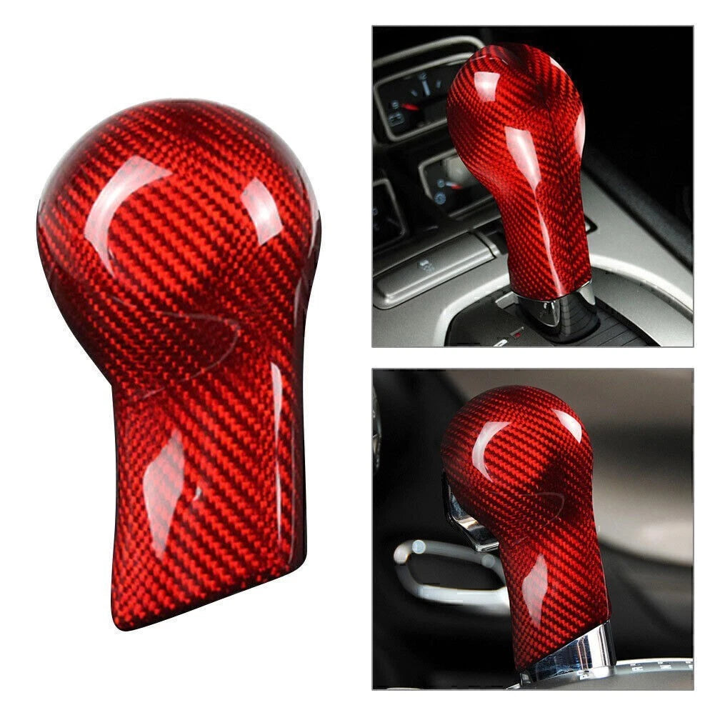 2X Carbon Fiber Shift Knob Cover Shell for Chevrolet Camaro (2010–2015) Red