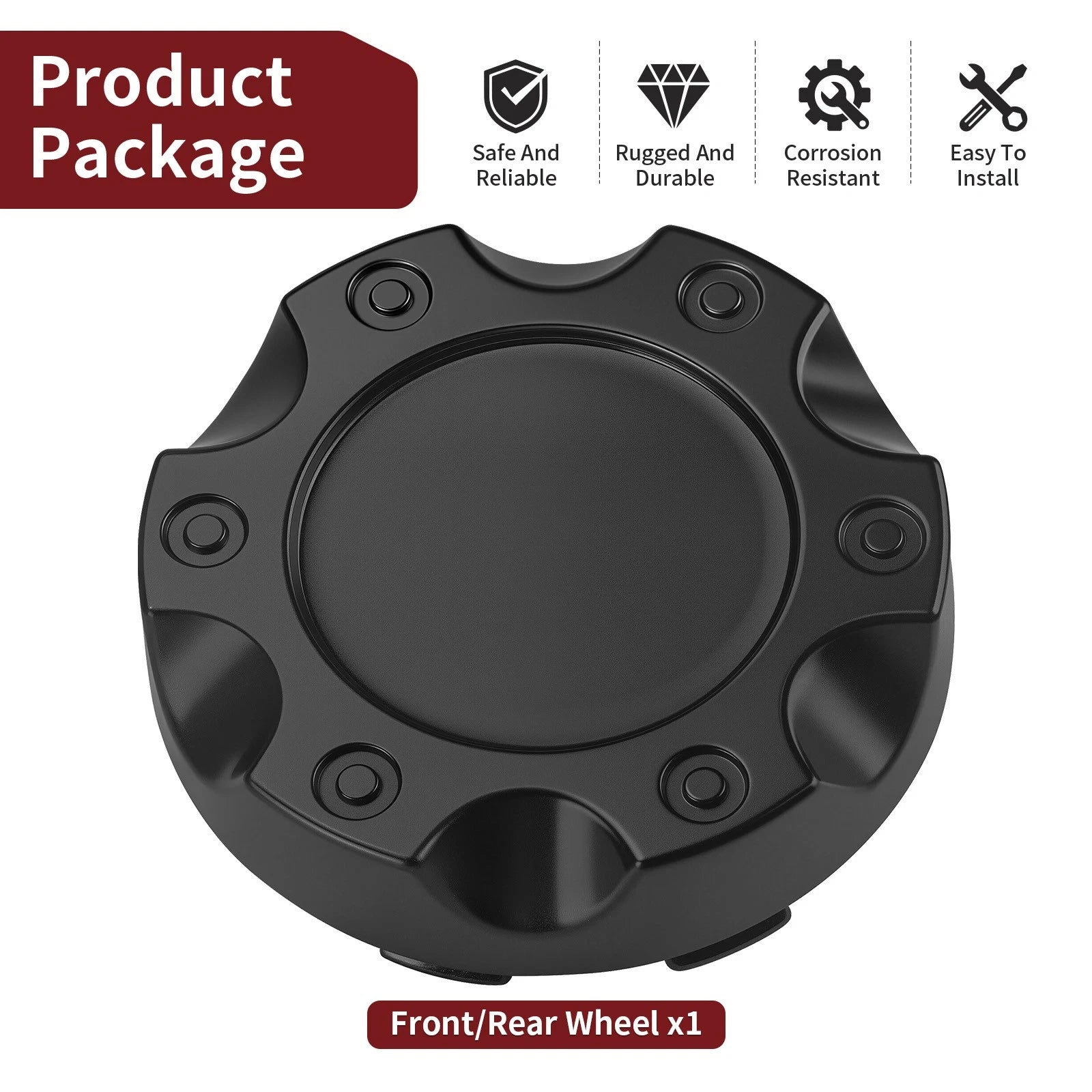 Set of 4 Black Rim Hub Caps for Polaris RZR XP 1000 (2017–2022) #1522853-655