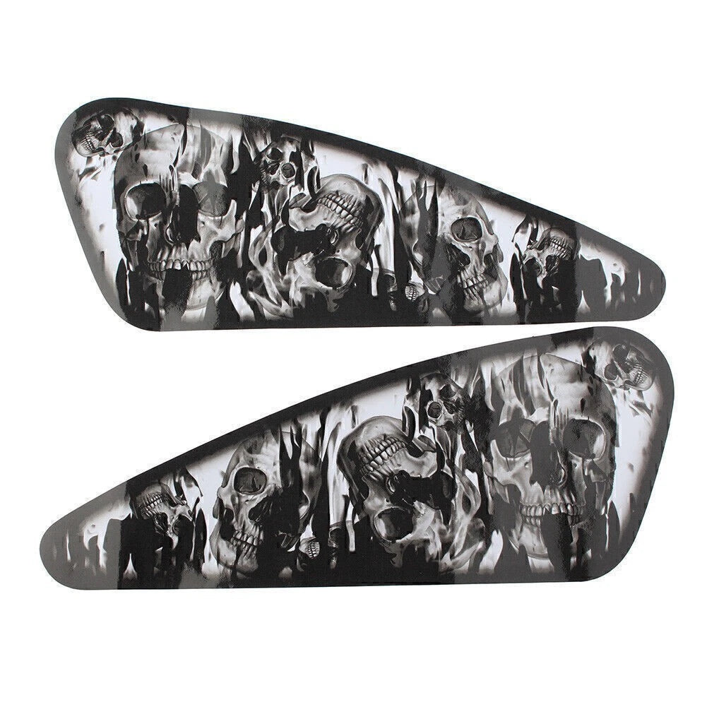 2X Black Skull Decals for Harley XL883 1200