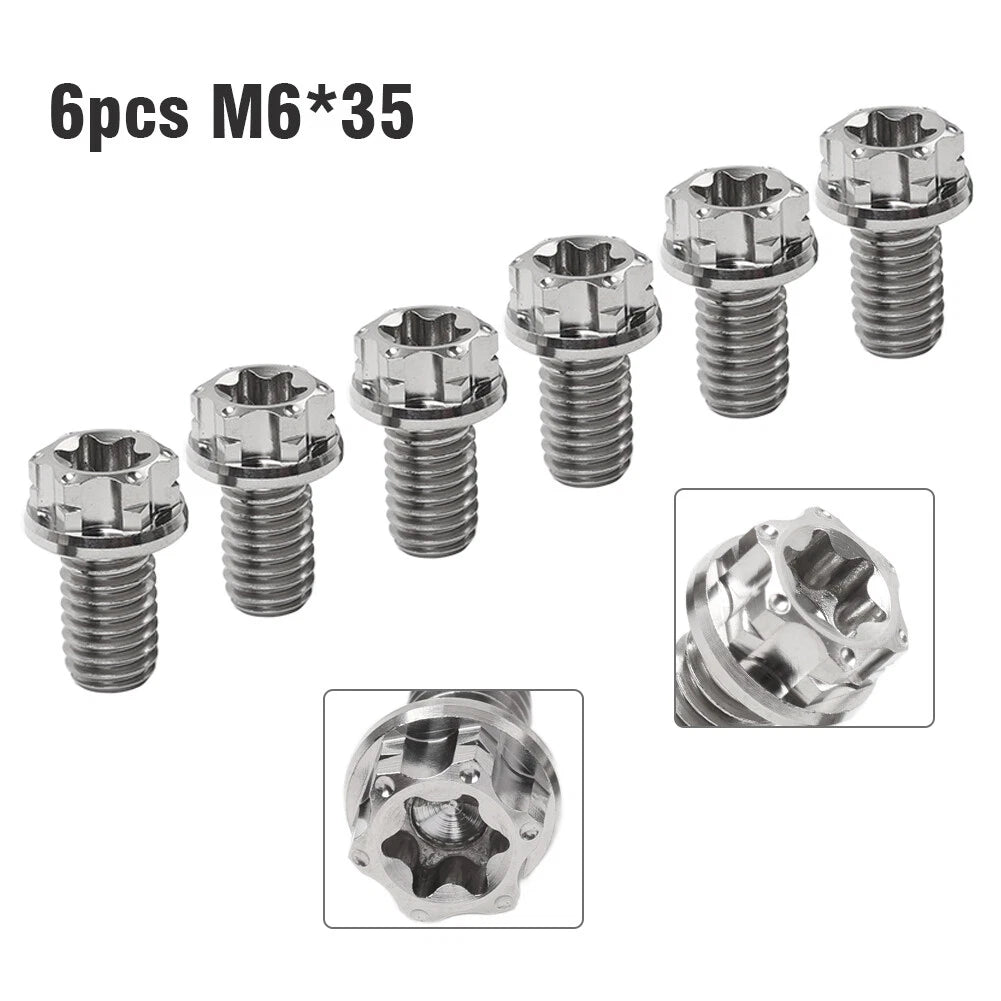6pcs Titanium Torx Head Flange Screws M6x35mm for Motorcycle Bike