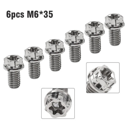 6pcs Titanium Torx Head Flange Screws M6x35mm for Motorcycle Bike