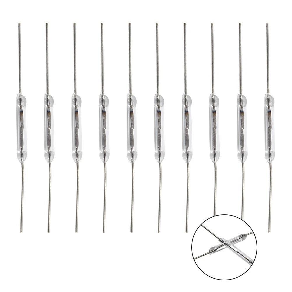 10Pcs Reed Switch Magnetic Switch 2x14mm Normally Open Induction Switch