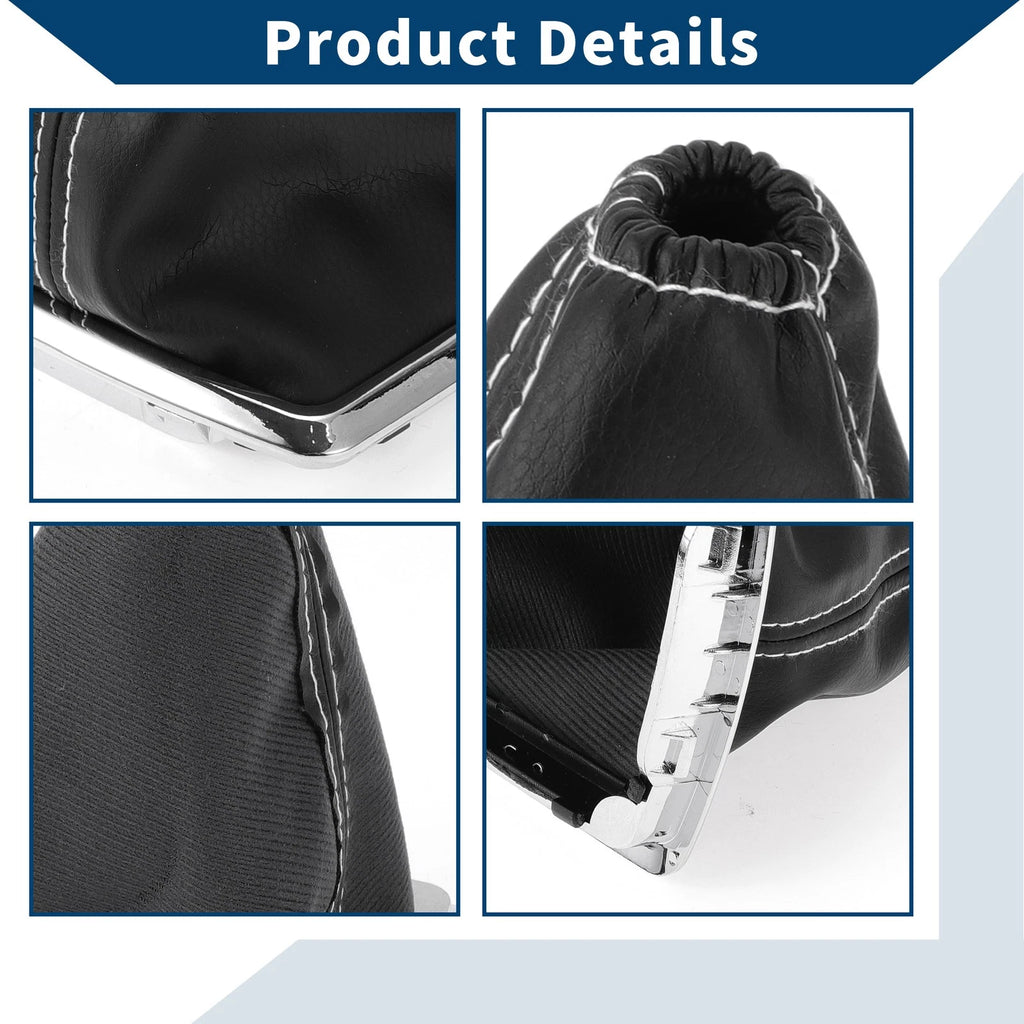 Gear Shift Stick Gaiter for Ford Focus (2005–2012) - Black White Leather
