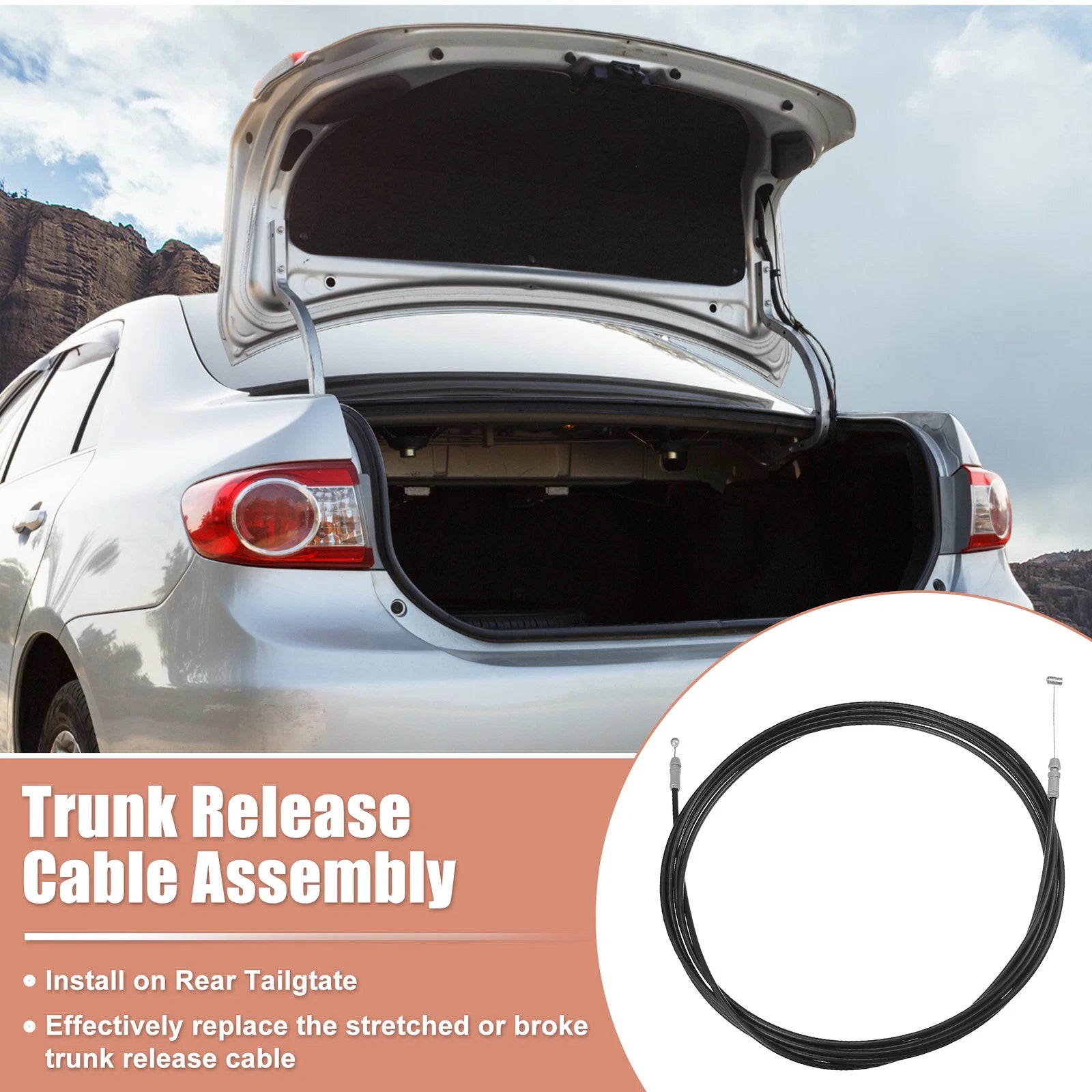 Rear Trunk Lock Latch Release Cable for Toyota Corolla (2012–2013)