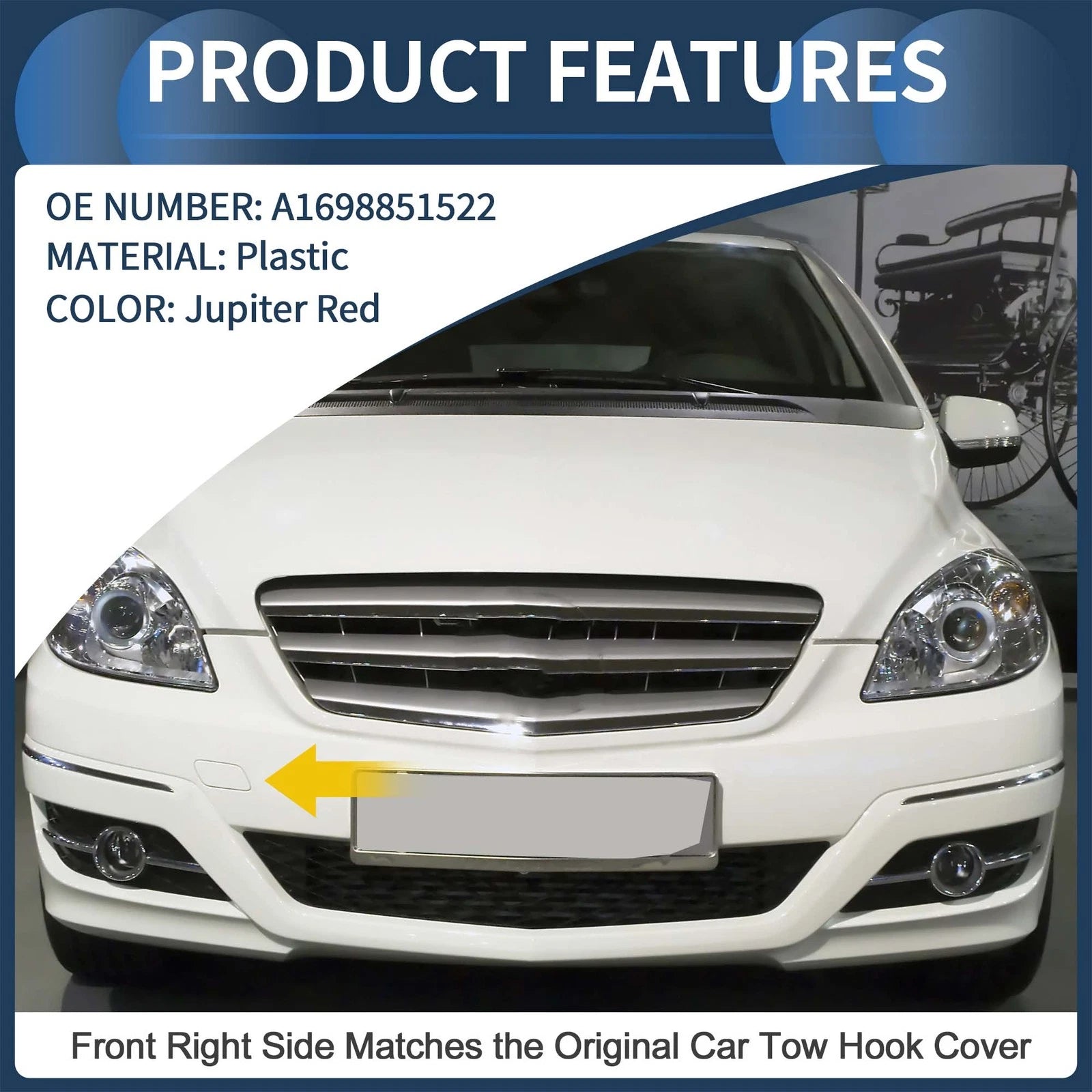 Front Bumper Tow Hook Cover for Mercedes-Benz B-Class (2006–2011)