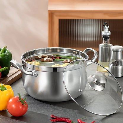 Stainless Steel Soup Pot with Glass Lid for Kitchen Cooking