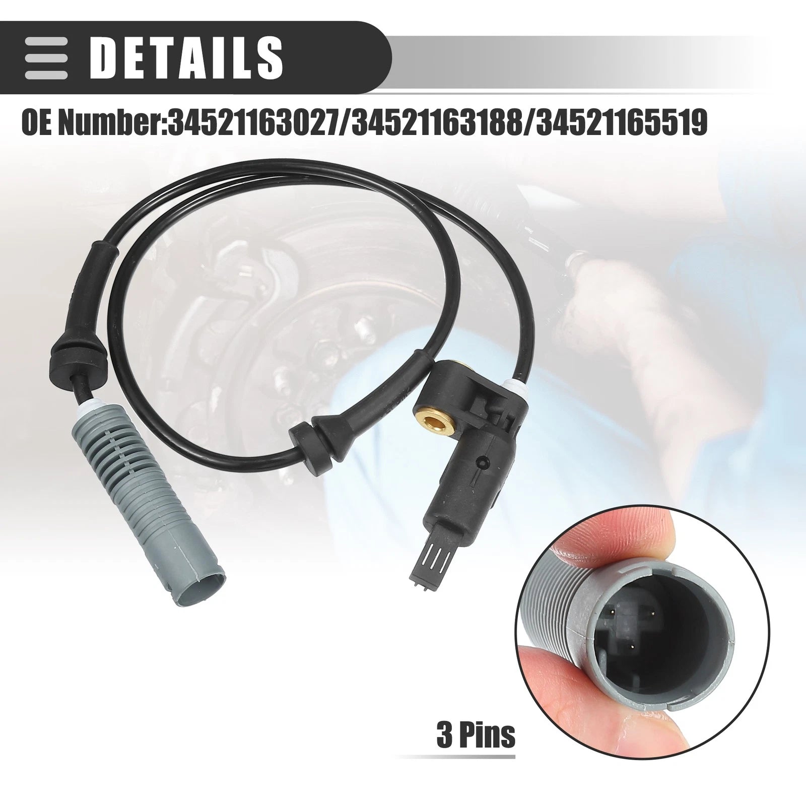 2X ABS Sensor for BMW 318i (1992–1998) No. 34521163027