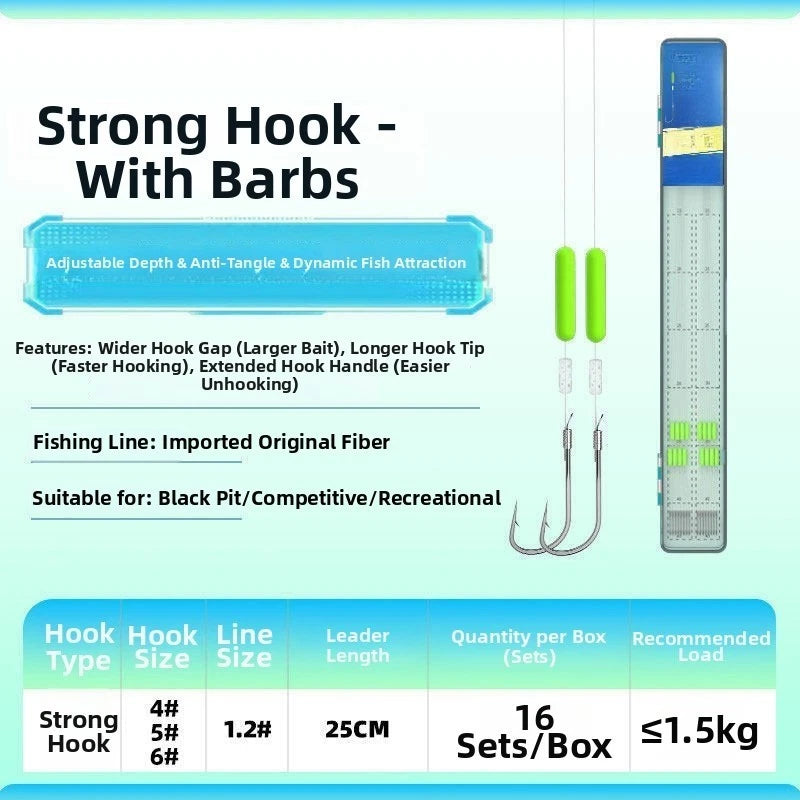 16pcs Drop Shot Rig with Hook Sizes #4 #5 #6 for Fishing