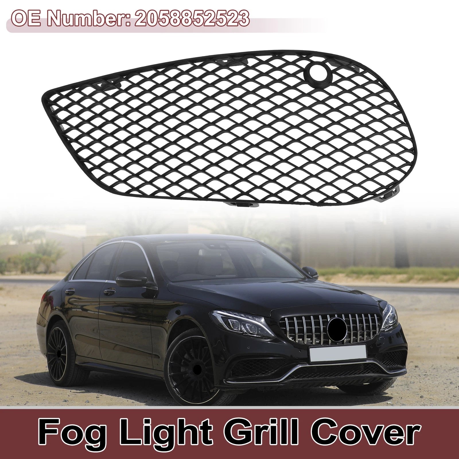 Front Left Fog Light Grill Replacement for Mercedes-Benz C350e (2016–2018)