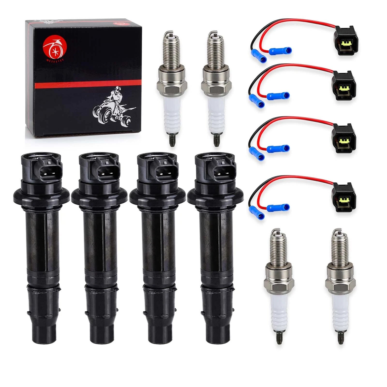 4X Ignition Coil & Spark Plug for Yamaha YZF-R1 YZF-R6 FZ1 FZS1 Vmax 1700