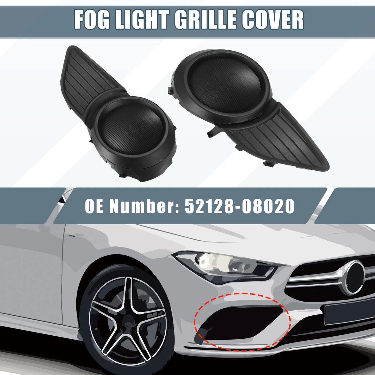 Fog Light Grille Cover Left Right Replacement for Toyota Sienna (2011–2020)