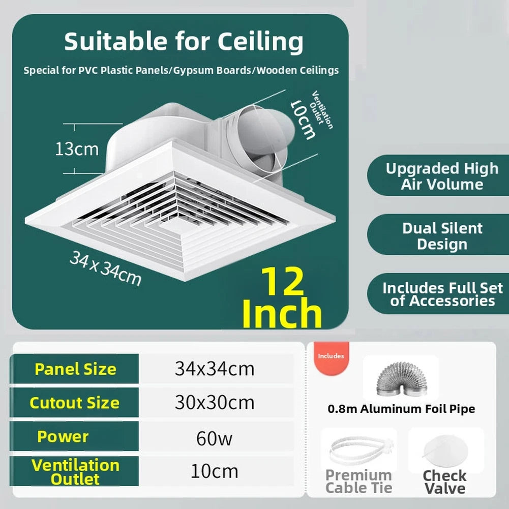 12 Inch Exhaust Fan 110 CFM for Easy Install (Compatible with )