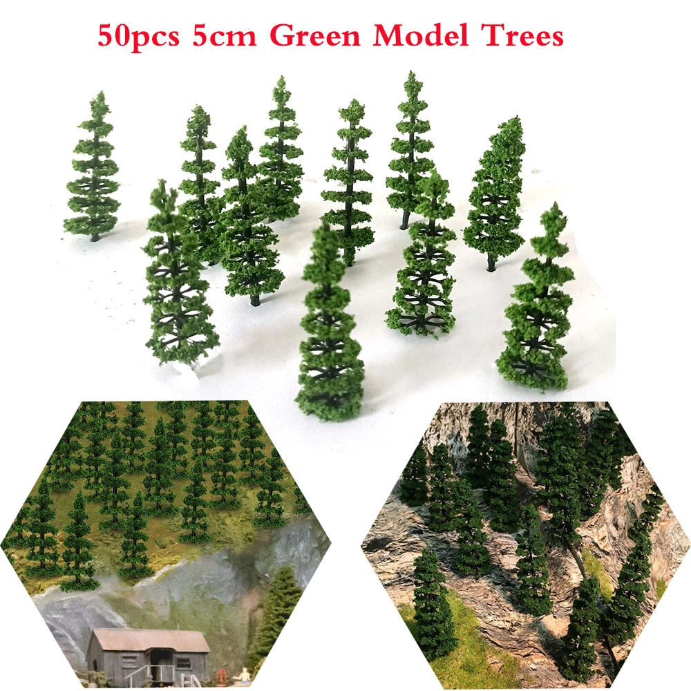 50pcs 1.96" Model Trees for Diorama Wargame Railroad Scenery