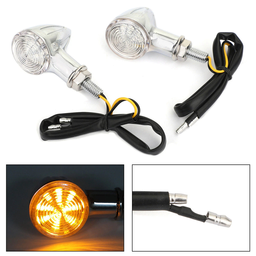 Universal Small Bullet Turn Signal Lights Chrome T9