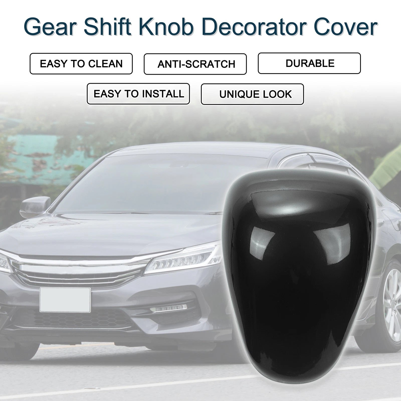 Gear Shift Knob Cover for Honda Accord 2013–2017 Black Console