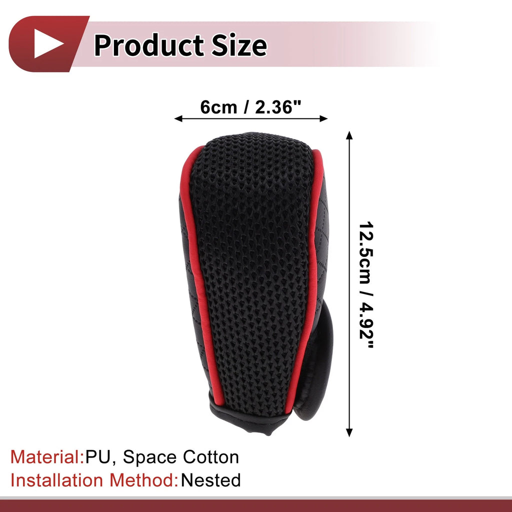 Gear Shift Knob Cover for Car SUV Hook and Loop Style Black Red