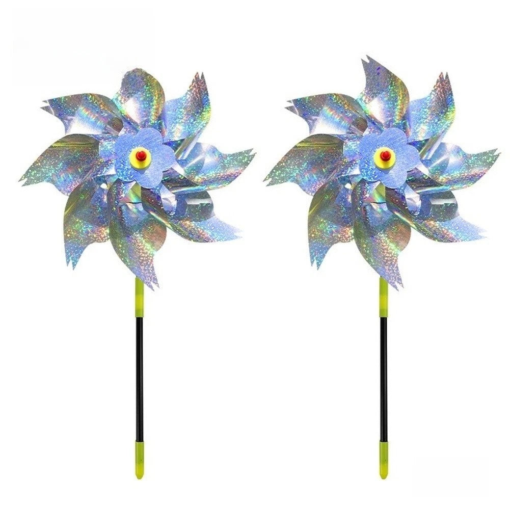 2X Reflective Shiny Windmill Set for Outdoor Garden Farm Orchard Use