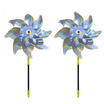 2X Reflective Shiny Windmill Set for Outdoor Garden Farm Orchard Use