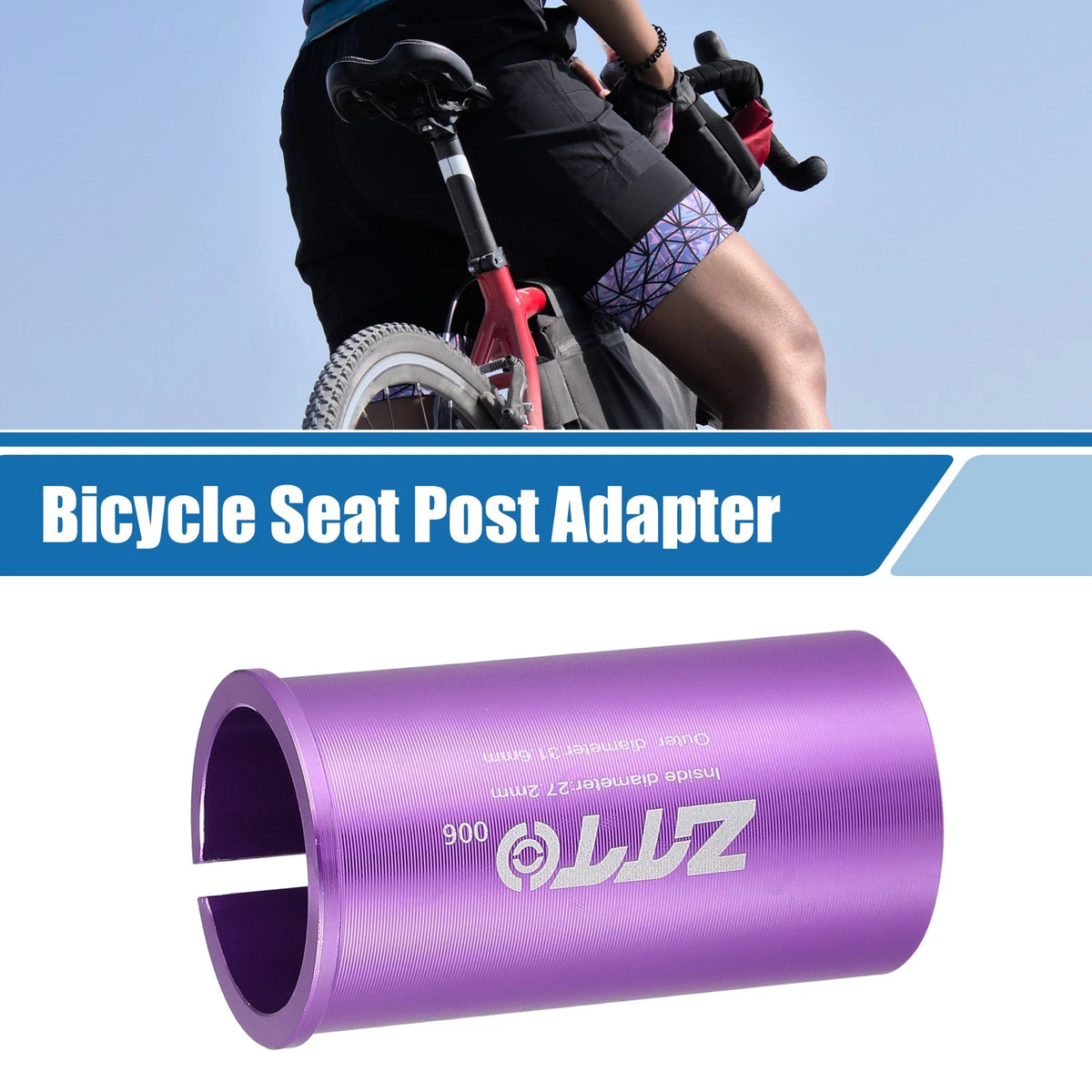 Seat Post Adapter 27.2mm to 31.6mm for Bicycle Purple (1.07 1.24)
