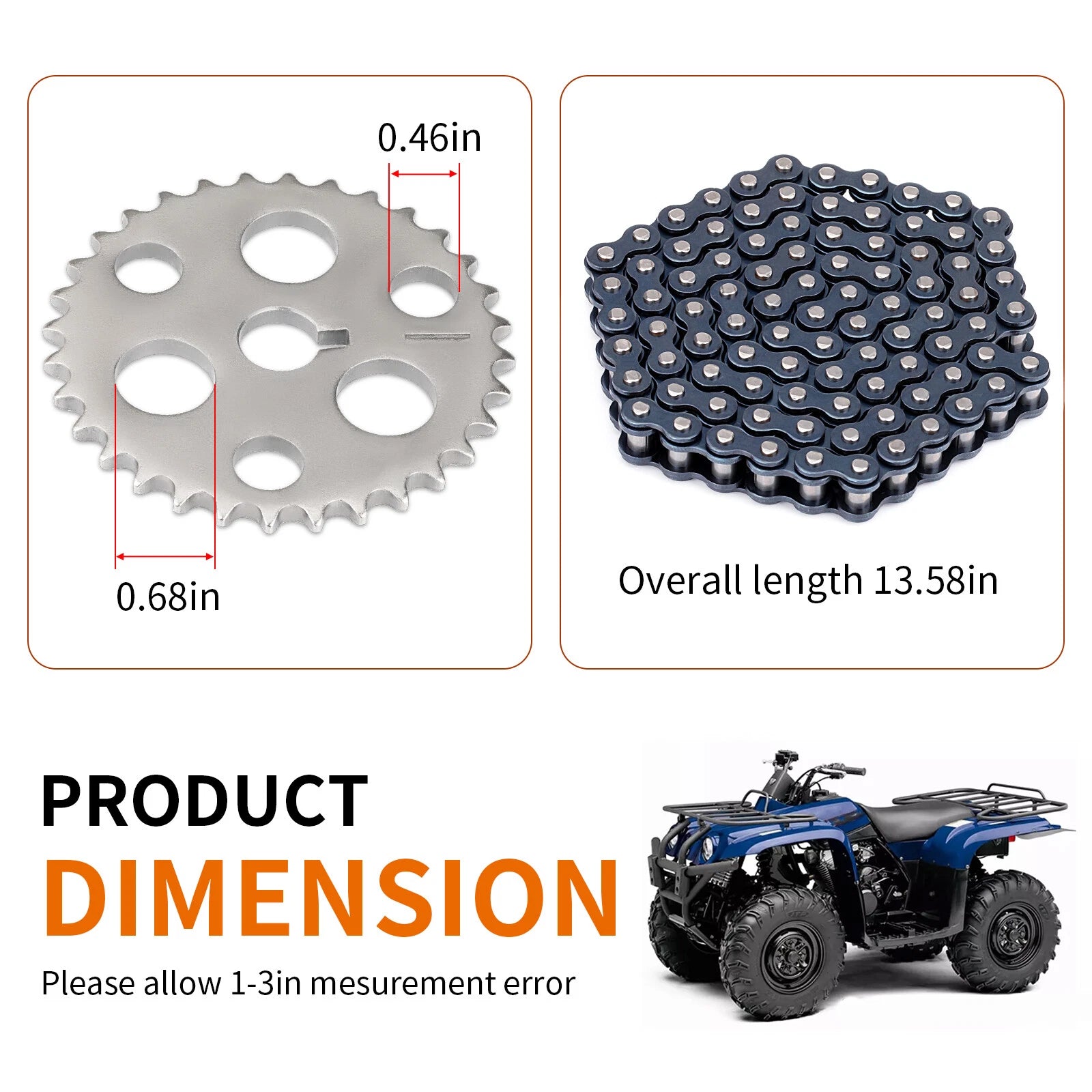 Cam Timing Chain Gear Sprocket for Yamaha Warrior Big Bear Moto-4 Wolverine 350 (1995–2006)