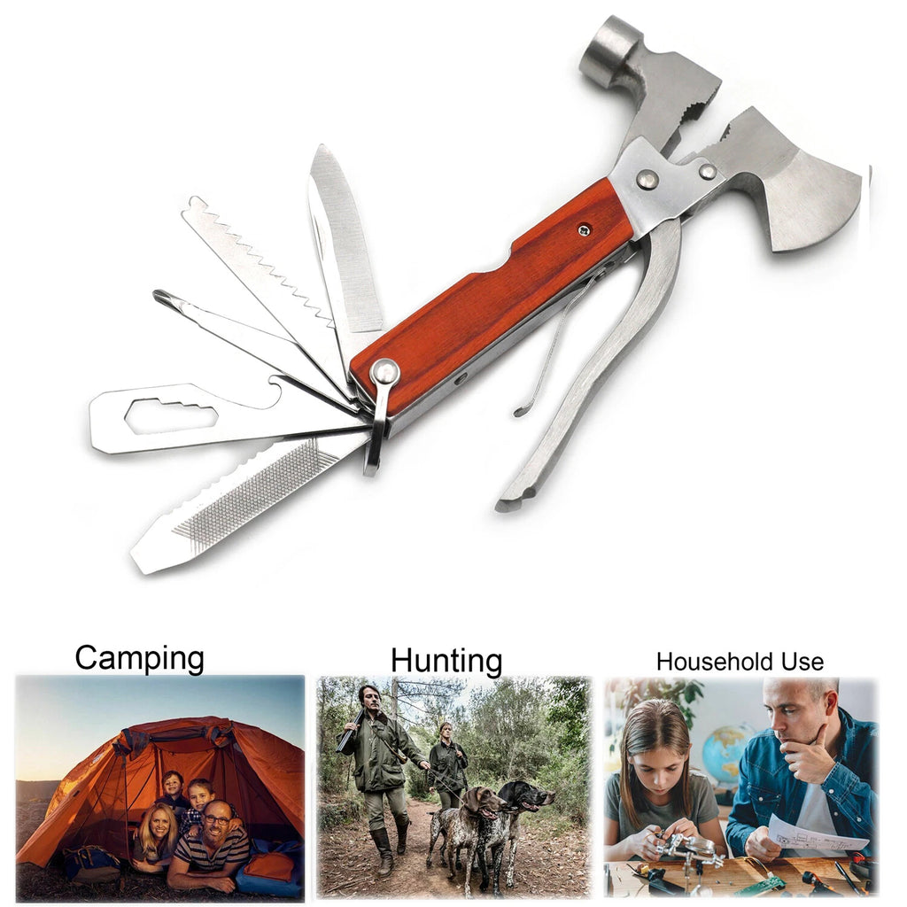 Multi Function Outdoor Camping Survival Tool Set (Axe, Hatchet, Hammer, Plier)