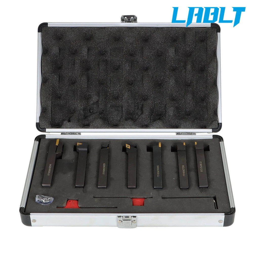 7-Pc Indexable Carbide Turning Tool Set for Lathe (Fitted Box)