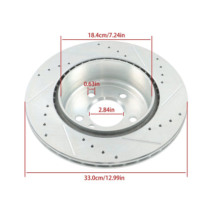 Rear Drilled Brake Rotor & Brake Pad for BMW ActiveHybrid 5 (2012–2016)