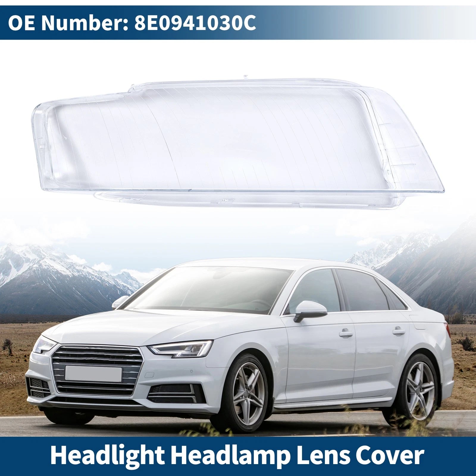 Front Right Headlight Lens Cover Replacement for Audi A4 B6 (2002–2005)