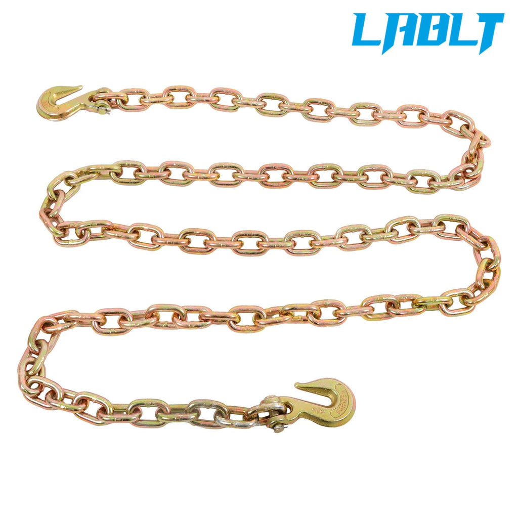 3/8" × 10 Ft G80 Tie Down Tow Chain with Hooks (7100 lbs)