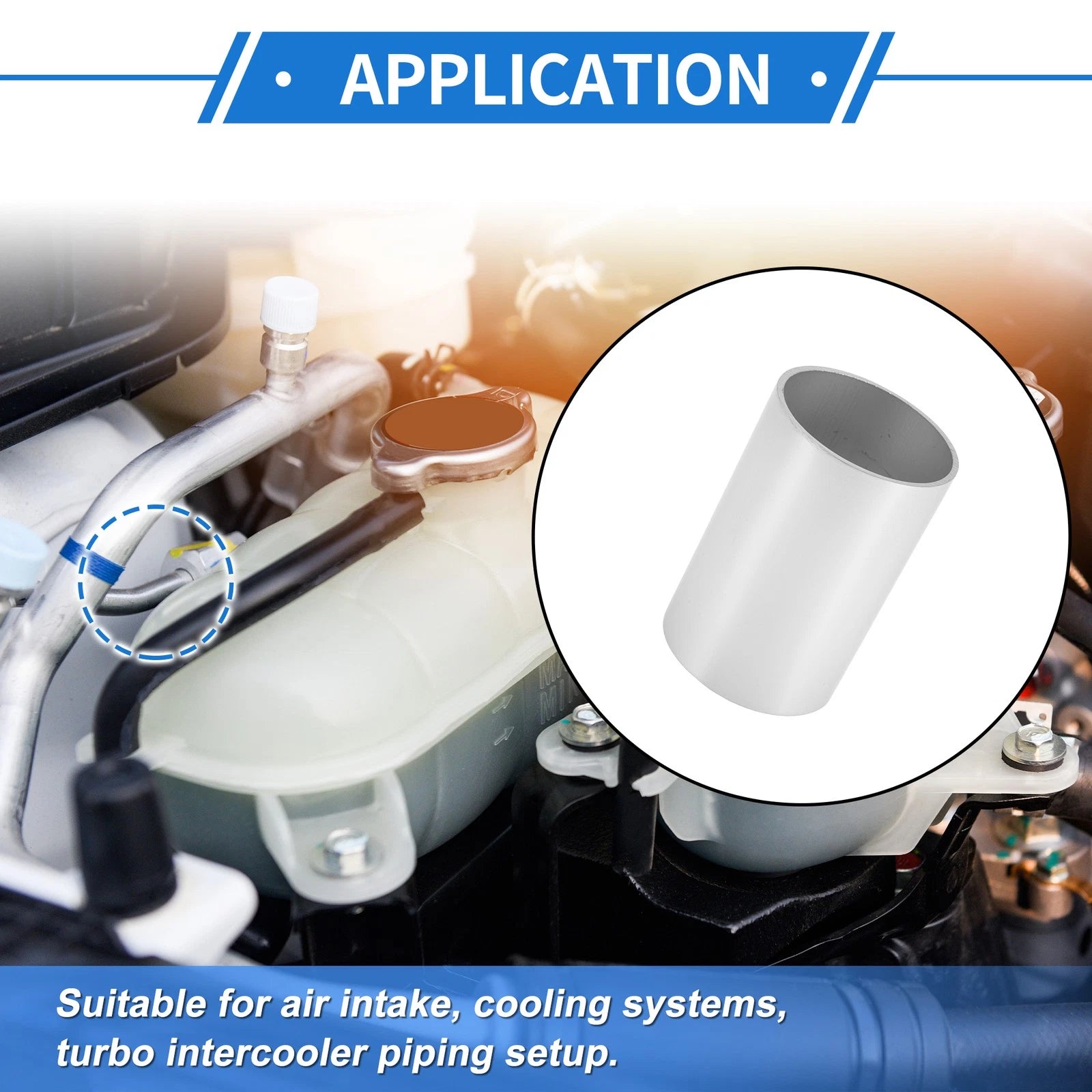 2.01" OD Intercooler Pipe for - Silver Tone, 3" L, 0.07" Thickness