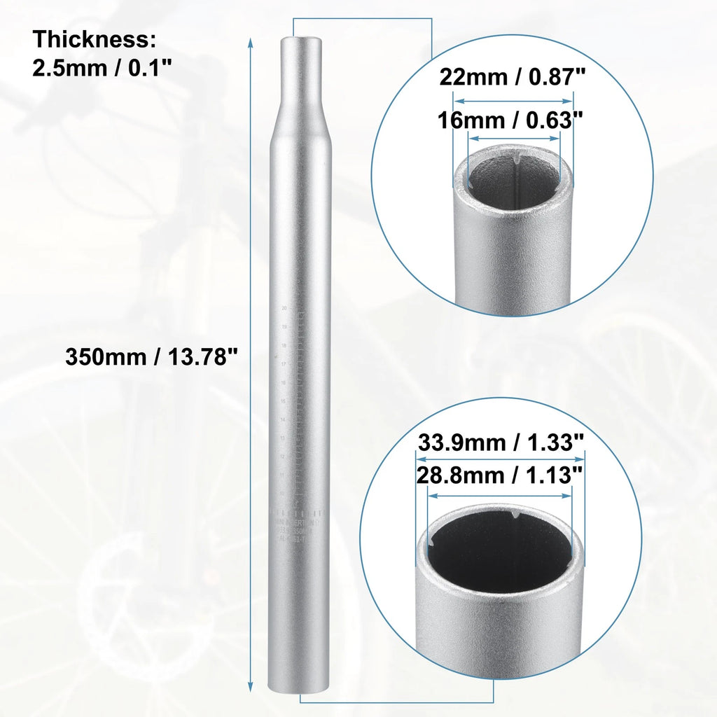 Aluminum Alloy Seat Post Scale Mark for Bicycle Silver Tone (33.9x350mm)