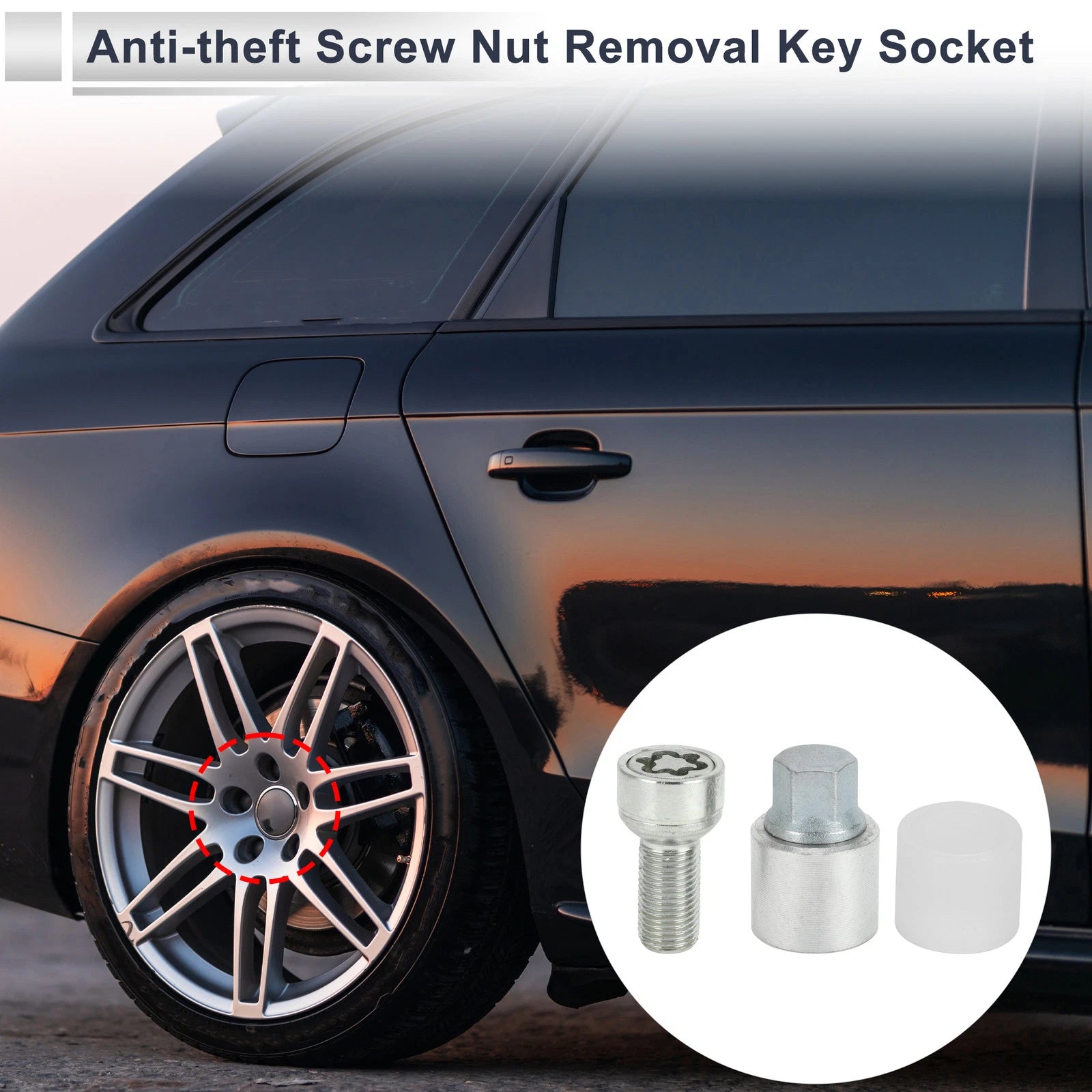 Type S Wheel Lock Lugnut with Bolt Kit Nut Removal Key for Audi A4L A5 (2013–2020)