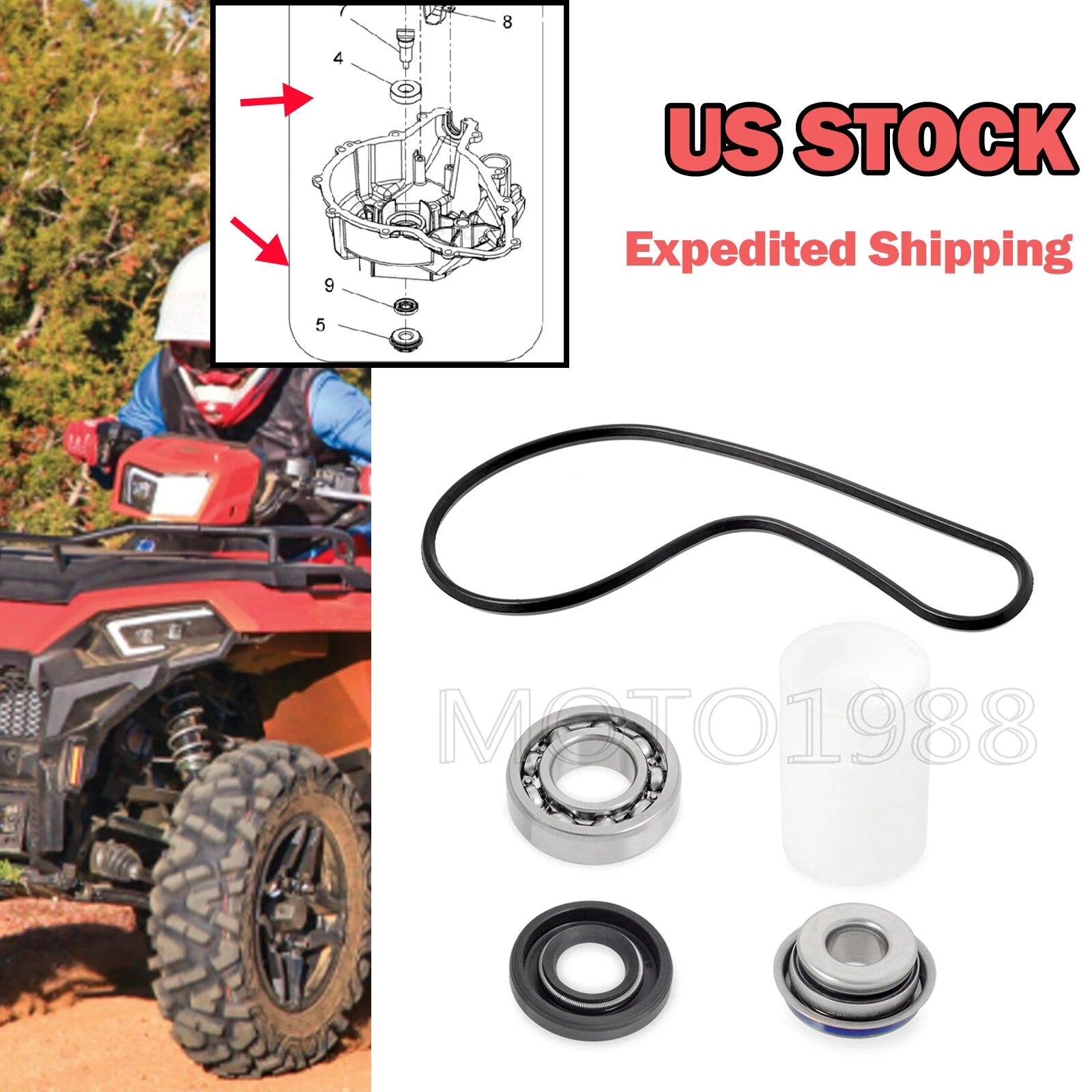 Water Pump Seal Cover Gasket Repair Kit for Polaris Ranger 500 570 (2013–2021)