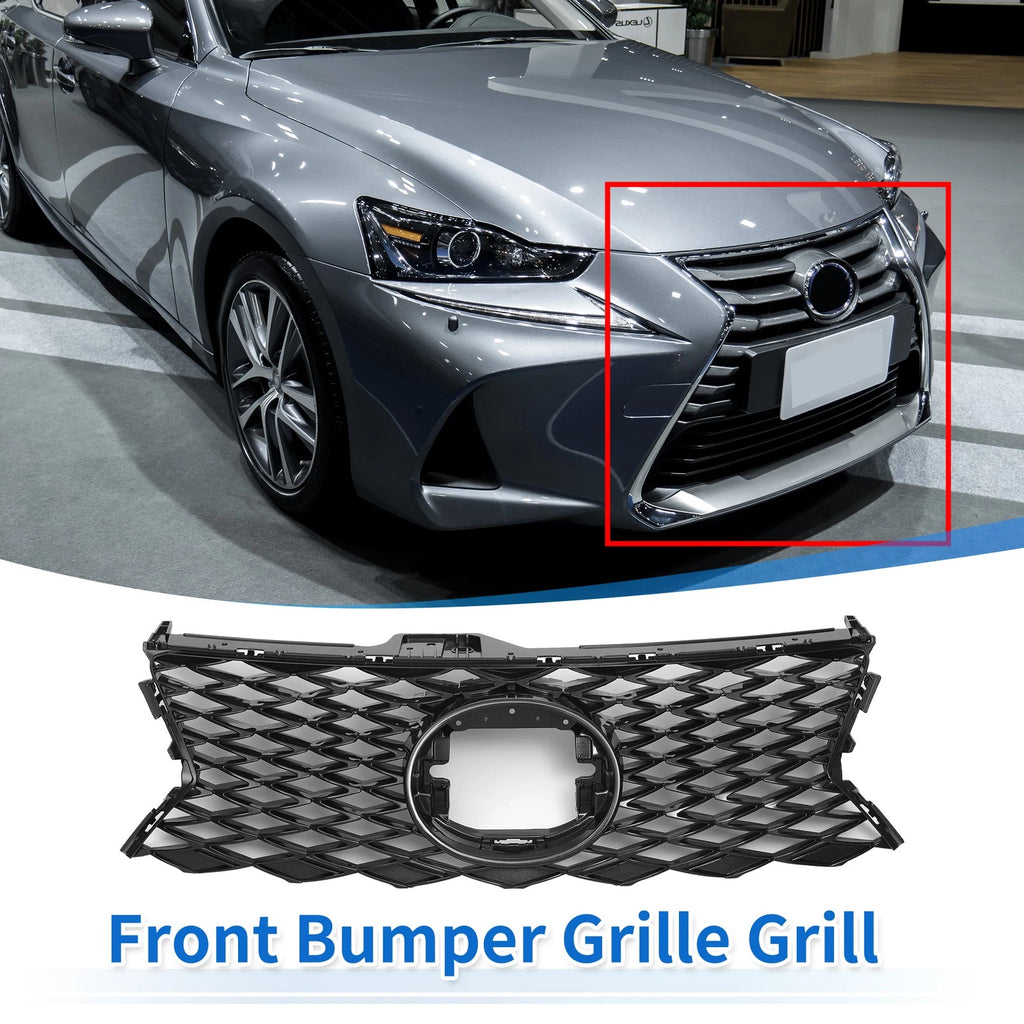 Front Upper Hood Bumper Grille Grill for Lexus IS300 (2018–2021) Black
